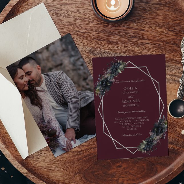 Dark Gothic Floral Formal Foto Hochzeit Einladung (Von Creator hochgeladen)