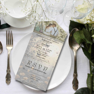 Dark Gothic Forest Floral Background Foto All In One Einladung