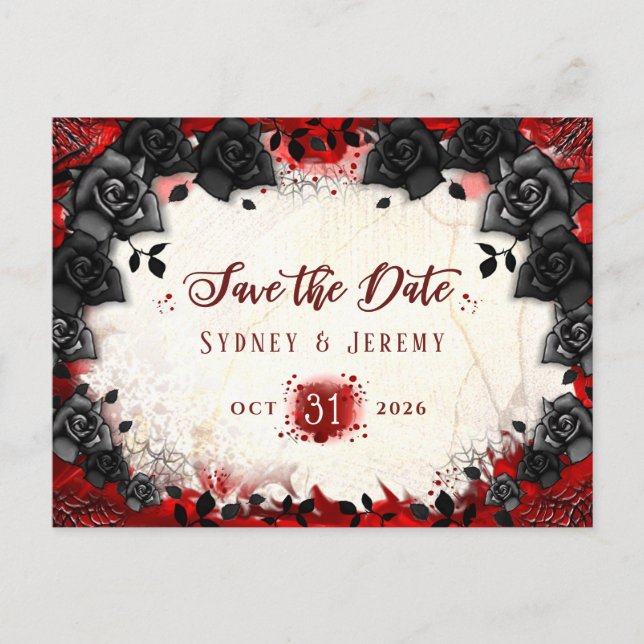 Dark Gothic Halloween Save the Date PostCard Postkarte (Vorderseite)