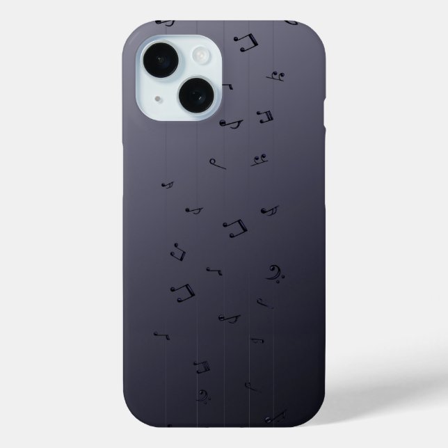 Dark Gothic Melody: Ombre Musical Notes Phone Case (Rückseite)