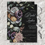 Dark Gothic mysteriös Mute Floral Bridal Mittagess Einladung<br><div class="desc">Treten Sie ein in eine Welt der Zauber mit unserer faszinierenden Brautparty-Mittag-Einladung, wo Eleganz und Geheimnis aufeinander treffen. Vor dem Hintergrund eines tiefen Schwarzes wirft ein Seitenspray gedämpfter Blume einen Zauber der Intrige und Mystik auf und schafft so die Bühne für ein Fest wie kein anderer. Der zarte weiße Text...</div>