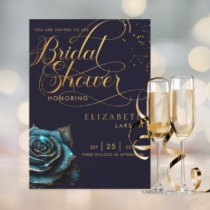 Dark Gothic Rose Glitzer Brautparty Einladung