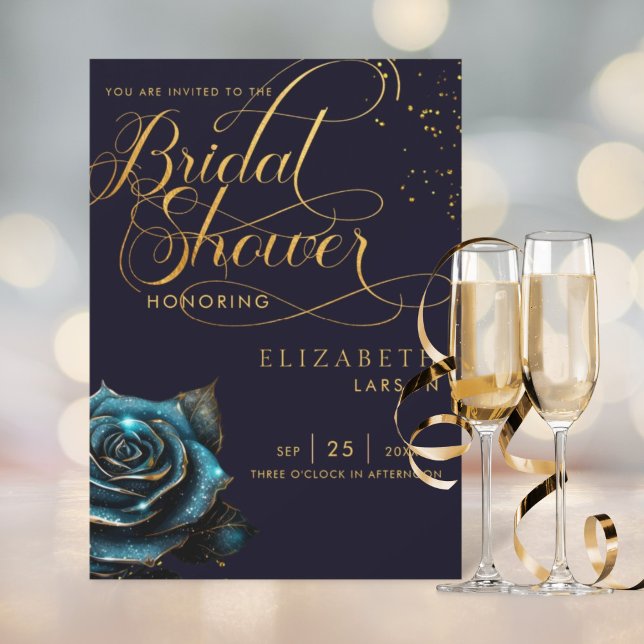 Dark Gothic Rose Glitzer Brautparty Einladung (Von Creator hochgeladen)