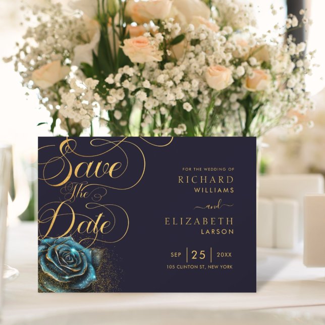 Dark Gothic Rose Glitzer Wedding Save The Date (Von Creator hochgeladen)