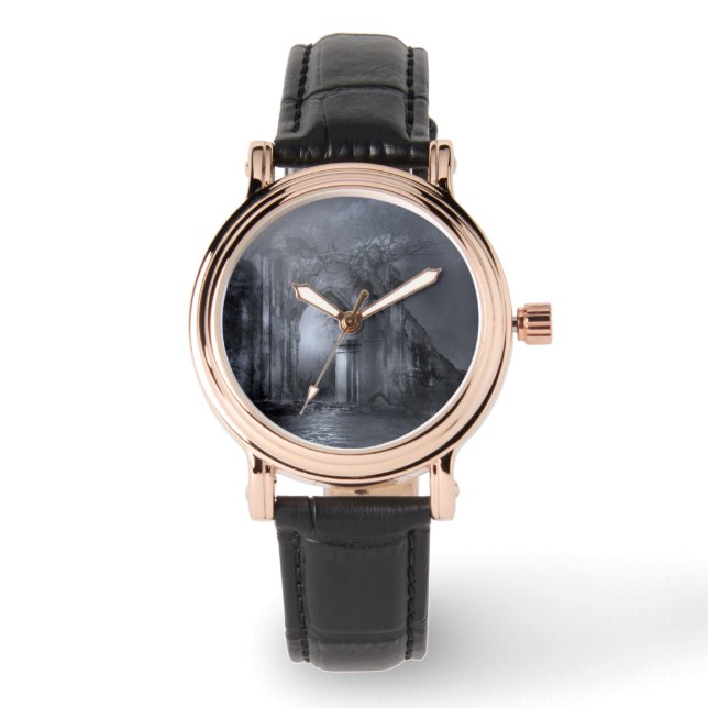 Dark Gothic Ruins Archway Armbanduhr (Vorderseite)