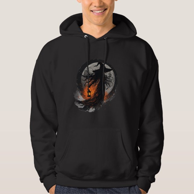 Dark Gothic Witch Halloween Illustration T-Shirt Hoodie (Vorderseite)