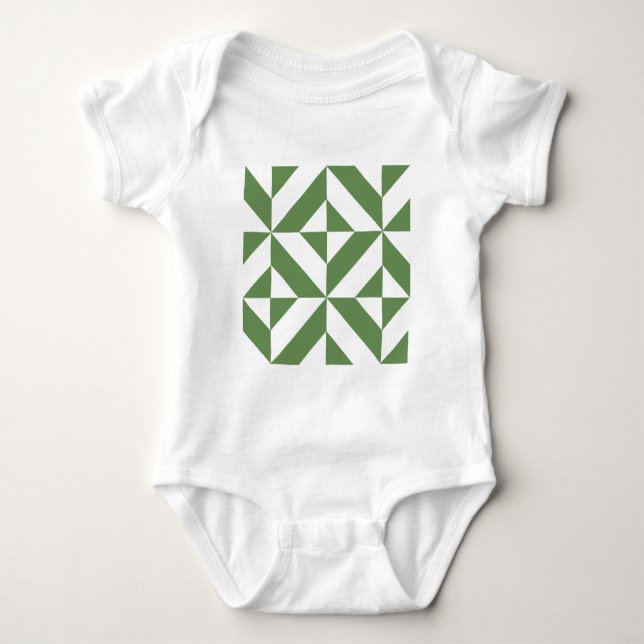 Dark Grass Green Geometric Deko Cube Pattern Baby Strampler (Vorderseite)