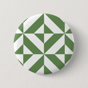 Dark Grass Green Geometric Deko Cube Pattern Button