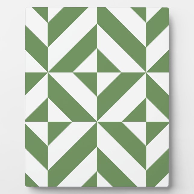Dark Grass Green Geometric Deko Cube Pattern Fotoplatte (Vorderseite)