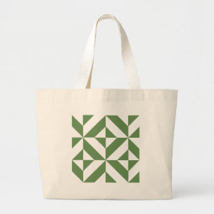 Dark Grass Green Geometric Deko Cube Pattern Jumbo Stoffbeutel