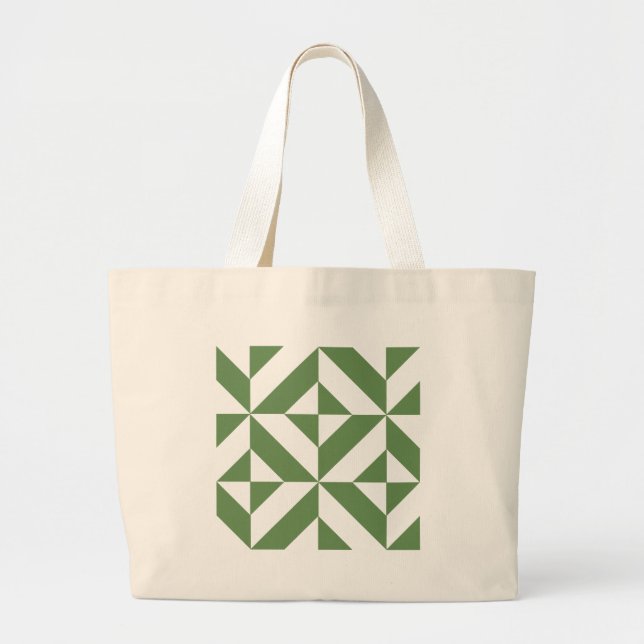 Dark Grass Green Geometric Deko Cube Pattern Jumbo Stoffbeutel (Vorne)