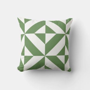 Dark Grass Green Geometric Deko Cube Pattern Kissen