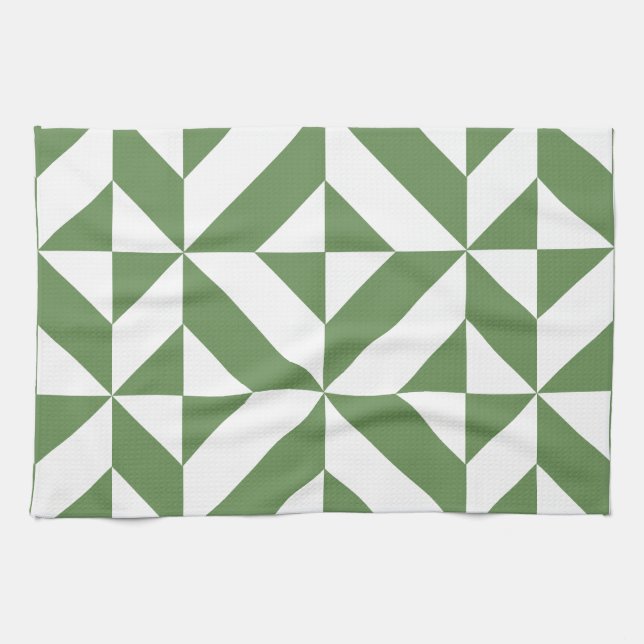 Dark Grass Green Geometric Deko Cube Pattern Küchentuch (Horizontal)
