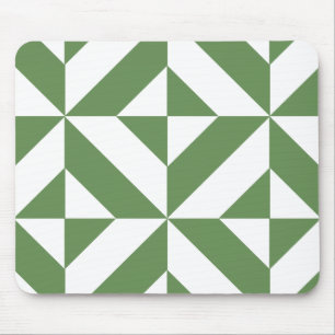 Dark Grass Green Geometric Deko Cube Pattern Mousepad
