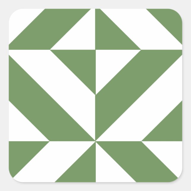 Dark Grass Green Geometric Deko Cube Pattern Quadratischer Aufkleber (Vorderseite)