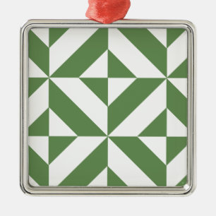 Dark Grass Green Geometric Deko Cube Pattern Silbernes Ornament