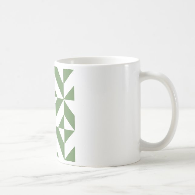 Dark Grass Green Geometric Deko Cube Pattern Tasse (Rechts)