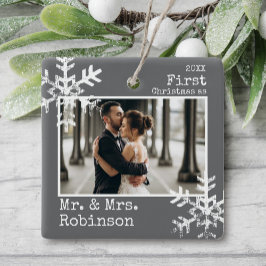 Dark Gray 1. Weihnachten Mr. & Mrs. Custom Foto Keramikornament