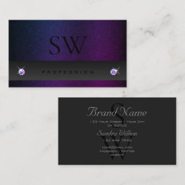 Dark Gray Blue Lila Gradient Pattern Initialen Visitenkarte