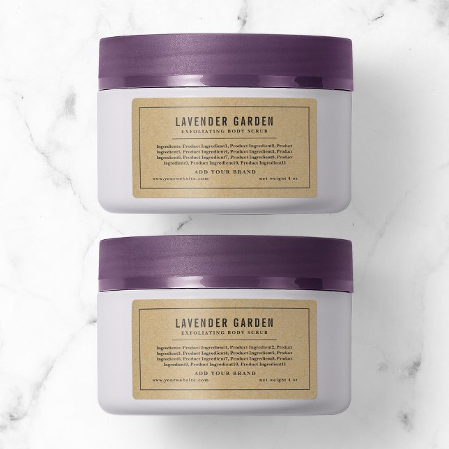 Dark Gray Border and Line Ingredients List Kraft Adressaufkleber (Von Creator hochgeladen)