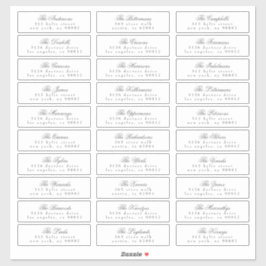 Dark Gray Classic Calligraphy Address Guest Aufkleber