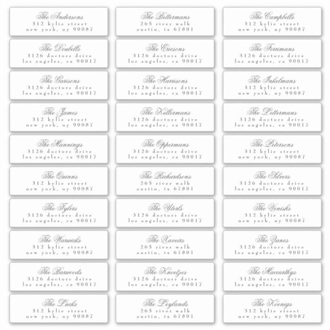 Dark Gray Classic Calligraphy Address Guest Aufkleber (Vorderseite)