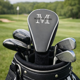 Dark Gray Classic Custom Monogram & Name Golf Headcover