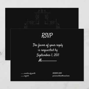 Dark Gray Cross Elegant Goth Wedding RSVP Einladung