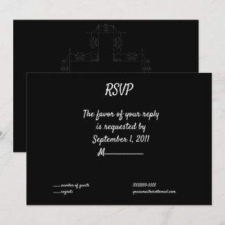 Dark Gray Cross Elegant Goth Wedding RSVP Einladung