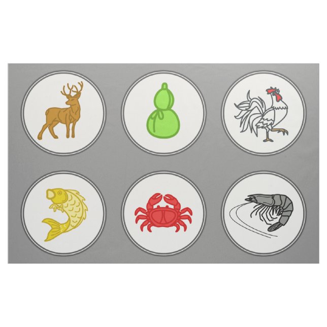 Dark Gray Fish Prawn Crab Vietnamese Dice Game Mat Stoff (Fat Quarter (45,7 x 55,9 cm))