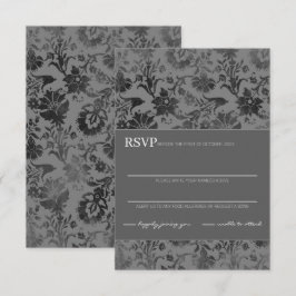 Dark Gray Floral RSVP Karte