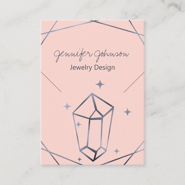 Dark Gray Foil Geometric Necklace Display Card Visitenkarte (Vorderseite)