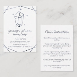 Dark Gray Foil Jewellery Care Business Card Visitenkarte