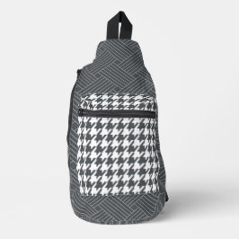 DARK GRAY HERRINGBONE UND SCHWAFFPATTER CROSSBODY BAG