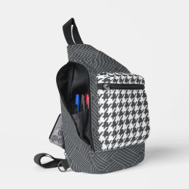DARK GRAY HERRINGBONE UND SCHWAFFPATTER CROSSBODY BAG