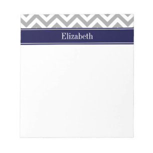Dark Gray Lg Zickzack Navy Blue Name Monogram Notizblock