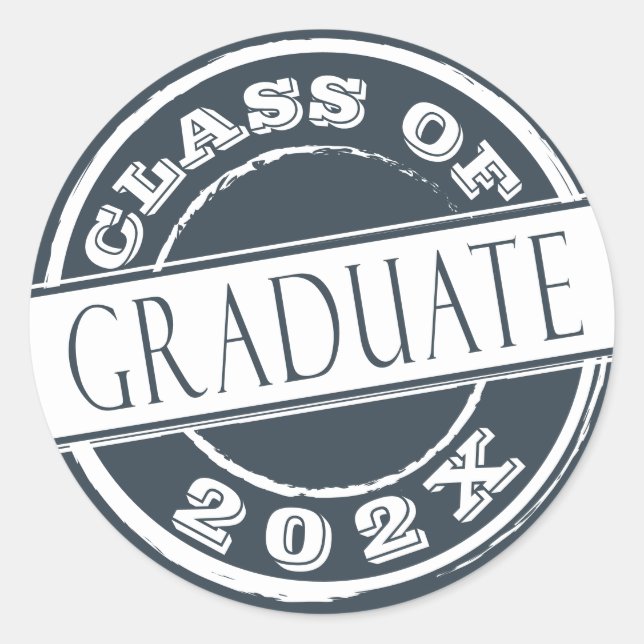 Dark Gray Modern Graduate Runder Aufkleber (Vorderseite)