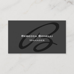 Dark Gray Monogram Script Manager Business Card Visitenkarte