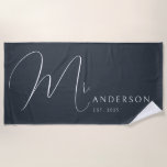 Dark Gray Newlyweds Mr Name Personalized Honeymoon Strandtuch<br><div class="desc">Celebrate your love in style with this personalized beach towel for adults, featuring the newlyweds' names in an elegant, modern design. Perfect for a honeymoon beach trip, anniversary getaway, or romantic vacation, this soft and vibrant towel is a must-have for couples who love to travel together. Designed with a dark...</div>