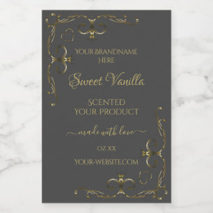 Dark Gray Ornamental Gold Corners Produktkennzeich Lebensmitteletikett