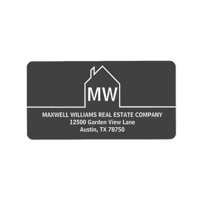 Dark Gray Real Anwesen Company House Rücksendeadre Adressaufkleber (Vorne)