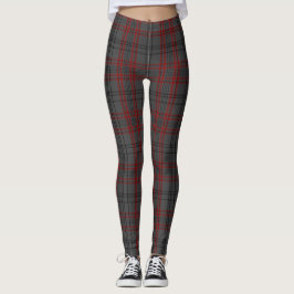 Dark Gray Red Black Tartan Kariert Leggings