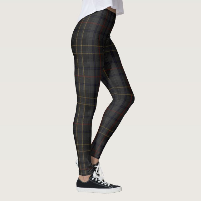 Dark Gray Scottish Clan Gray Tartan Leggings Gray (Rechts)