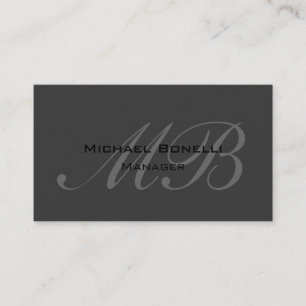 Dark Gray Script Monogram Manager Business Card Visitenkarte