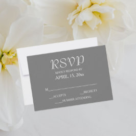 Dark Gray Simple Style Wedding RSVP Karte