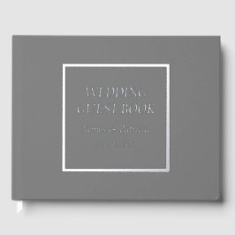 Dark Gray Simple Stylized Lettering Wedding Gästebuch