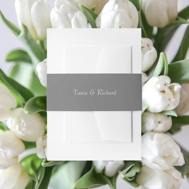 Dark Gray Simple Stylized Name Wedding Einladungsbanderole (In Situ Wedding)