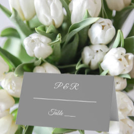 Dark Gray Simple Stylized Script Wedding Platzkarte