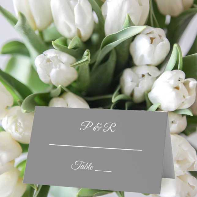 Dark Gray Simple Stylized Script Wedding Platzkarte (In Situ Wedding)