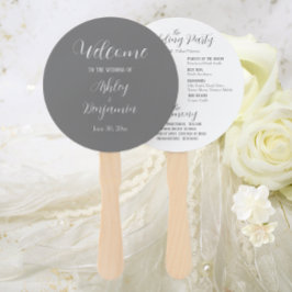 Dark Gray Simple Wedding Program Fächer